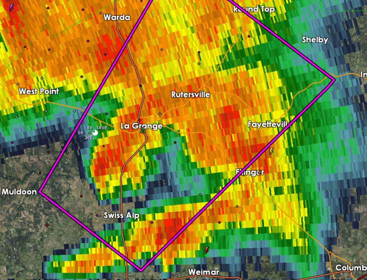 Tornado Warning: Fayette County until 6:45 PM • Texas Storm Chasers