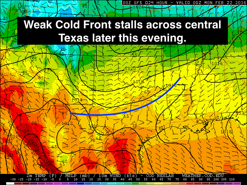 Cold Front 6pm Sunday