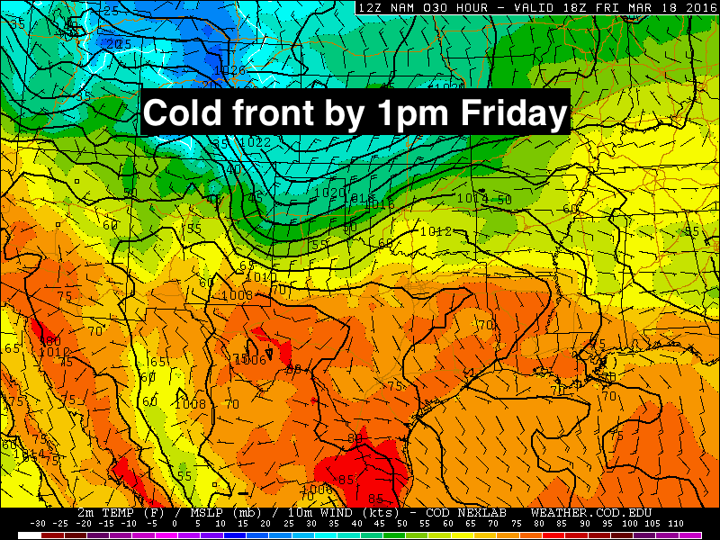 Cold Front 1pm Friday