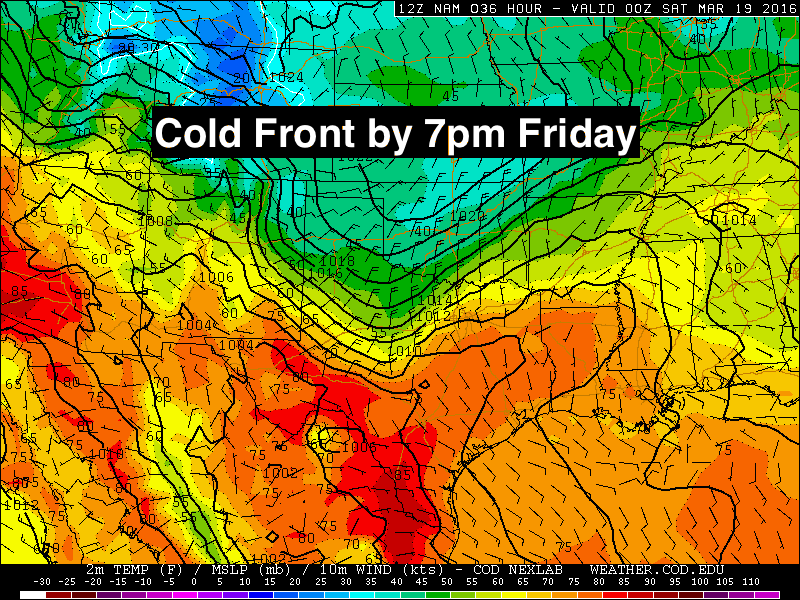 Cold Front 7pm Friday
