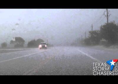 RAW Wind-driven hail in Krum, TX on April 11, 2016