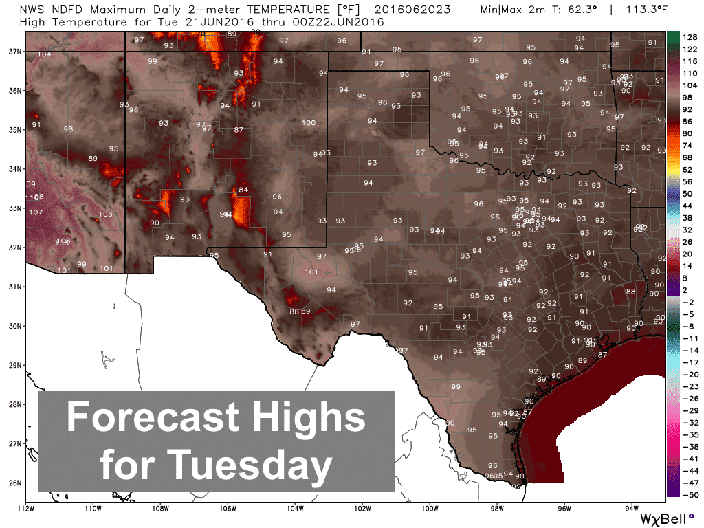 Highs Tuesday