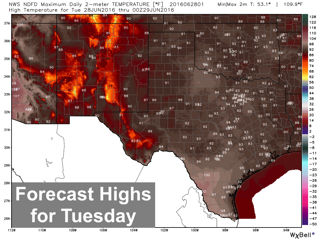 Highs Tuesday