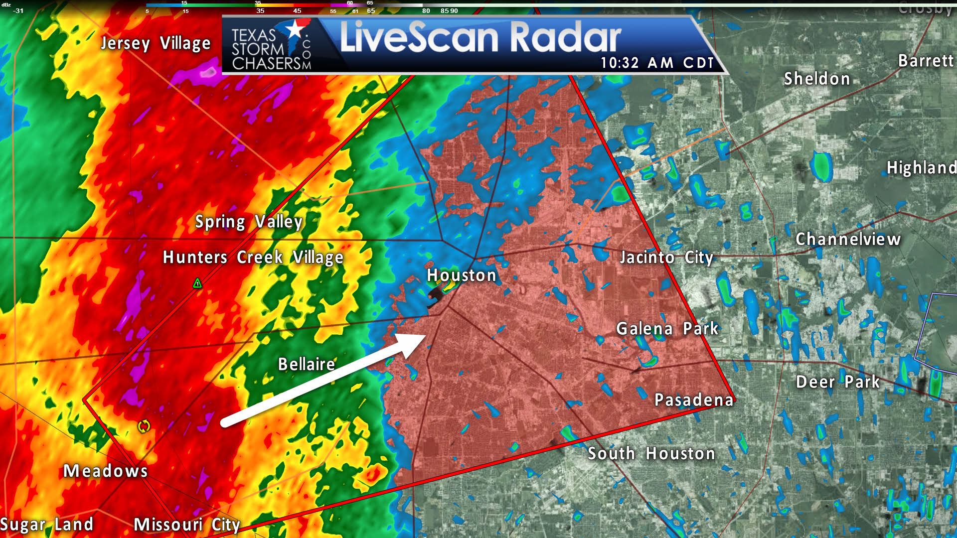 Tornado Warning for Houston (Harris County) till 11AM • Texas Storm Chasers