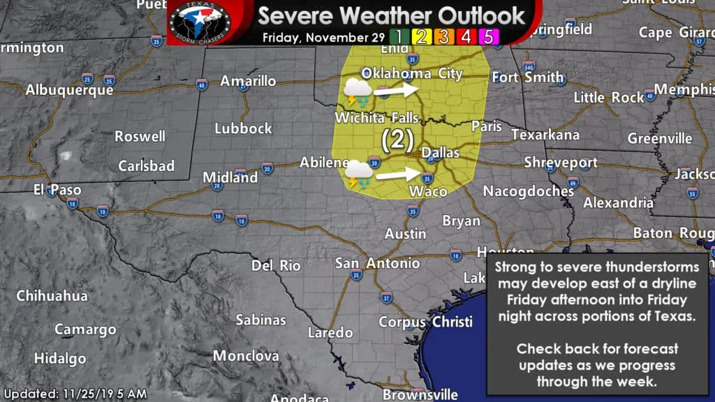 A severe weather outlook for Friday, November 30th