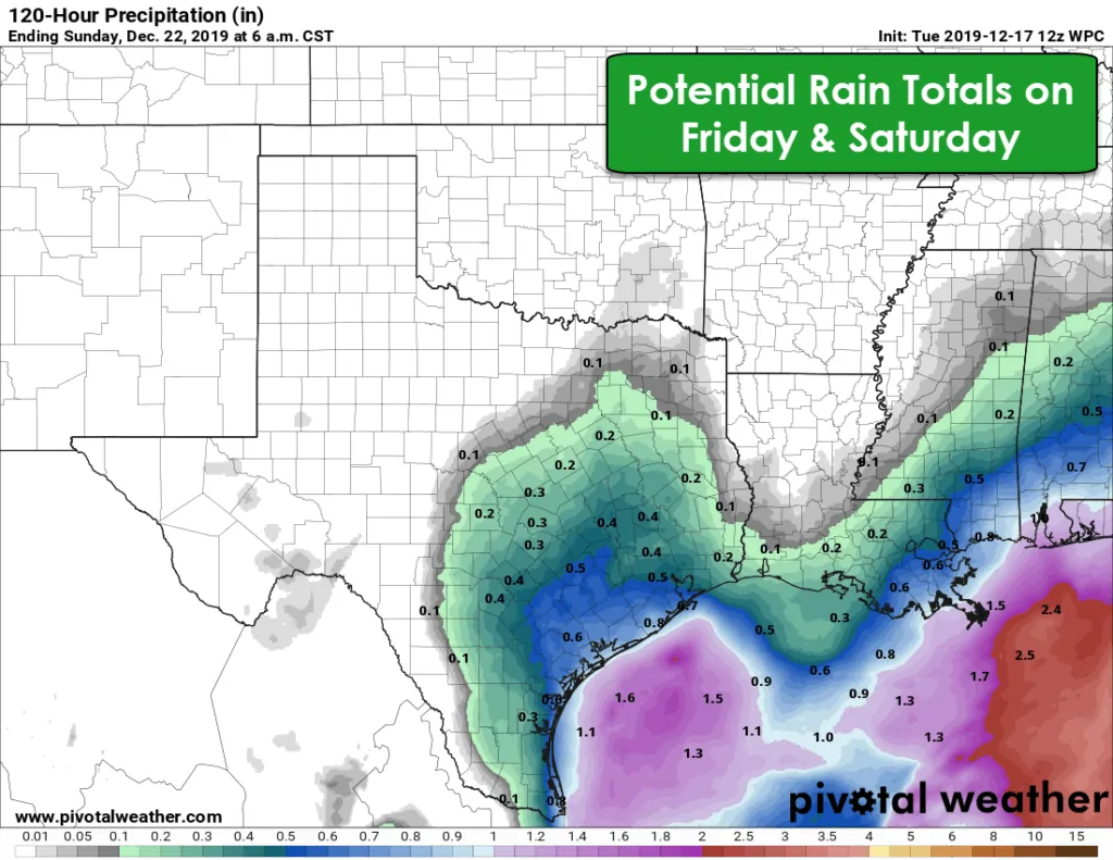 Rain chances return to the eastern half of Texas on Friday Night