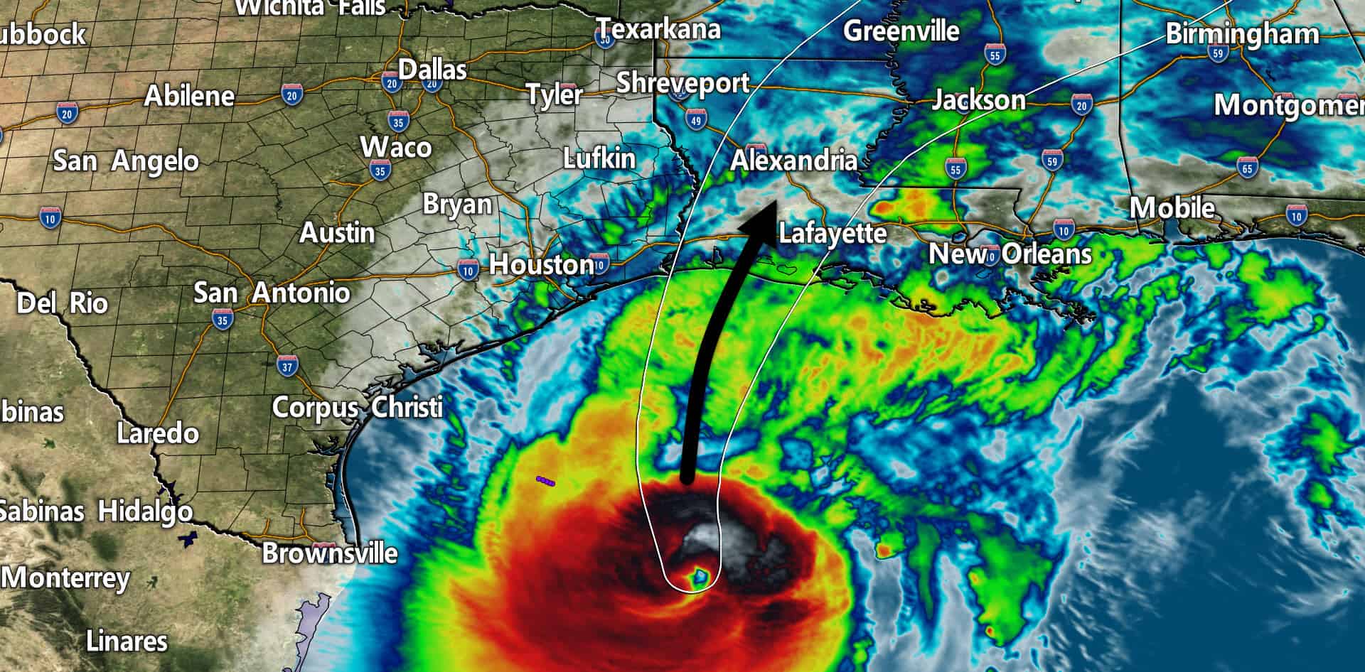 Major Hurricane Delta moving toward Southwestern Louisiana Coast
