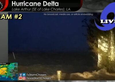 LIVE #2 – Hurricane DELTA Inner Eyewall Damaging Winds & Surge {J}
