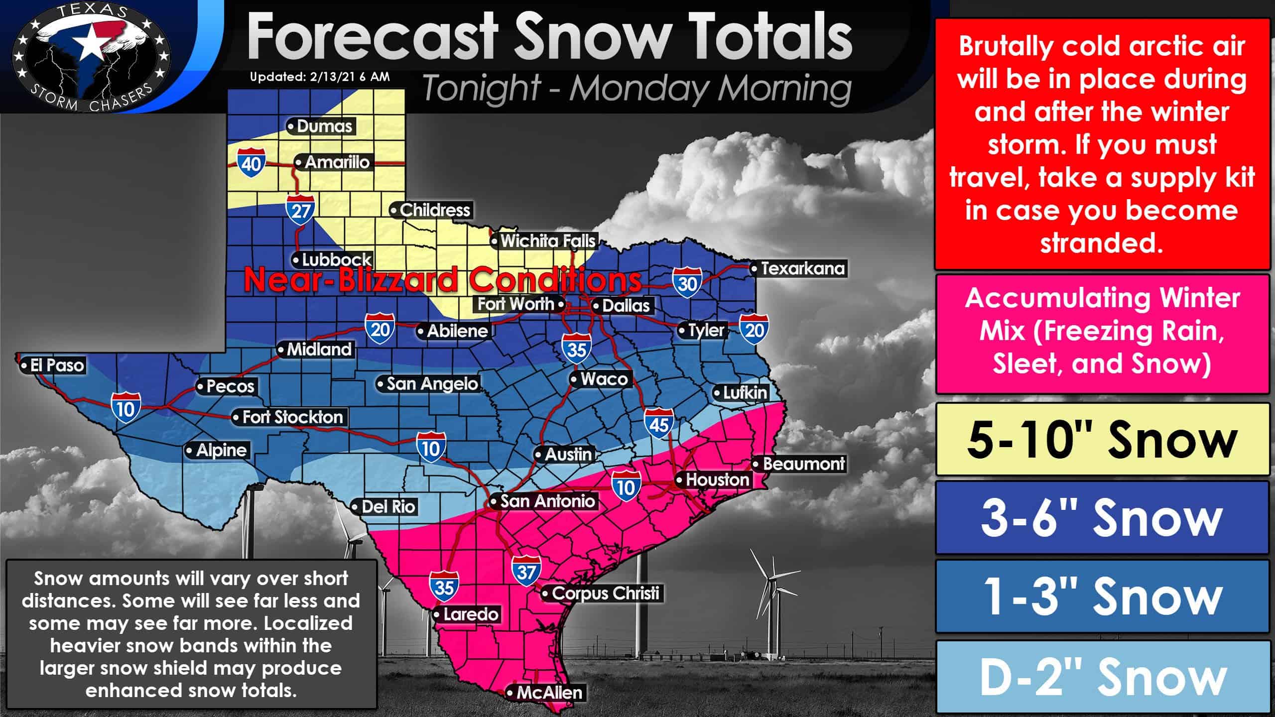 Winter Storm 2021 Map Major Winter Storm For All 254 Texas Counties Tonight, Sunday, And Monday