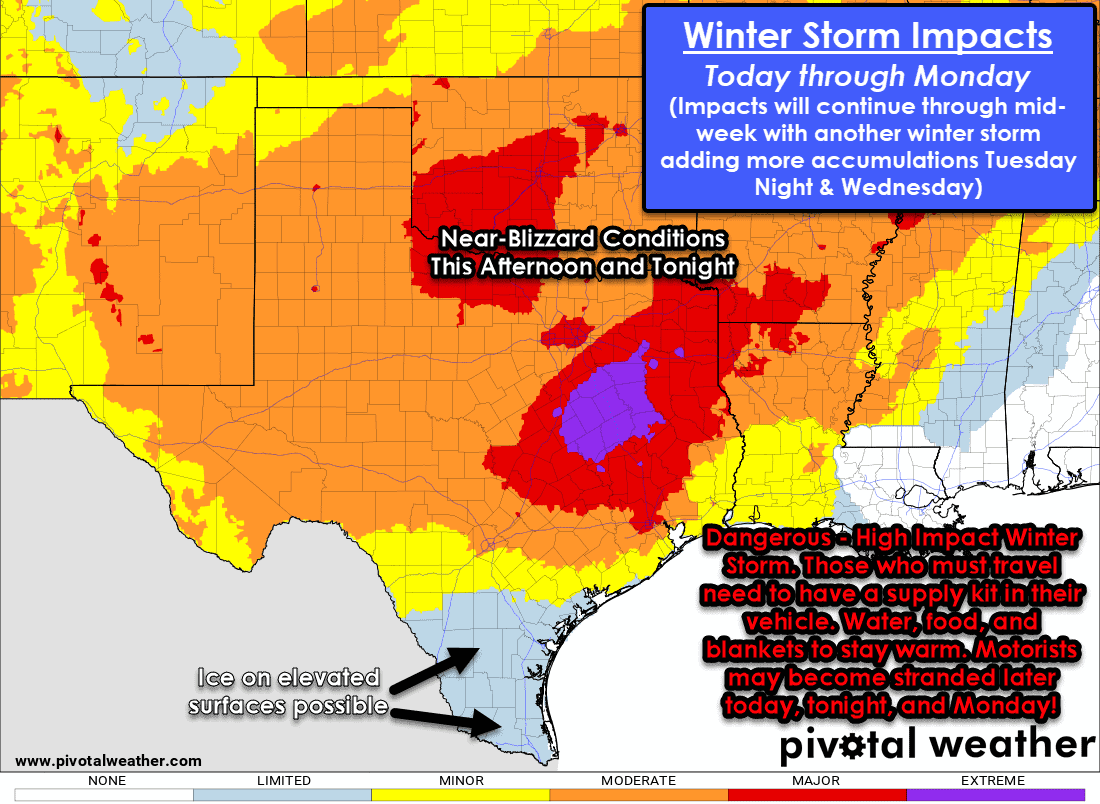 Historic Winter Storm for All 254 Texas Counties Has Begun; Worst