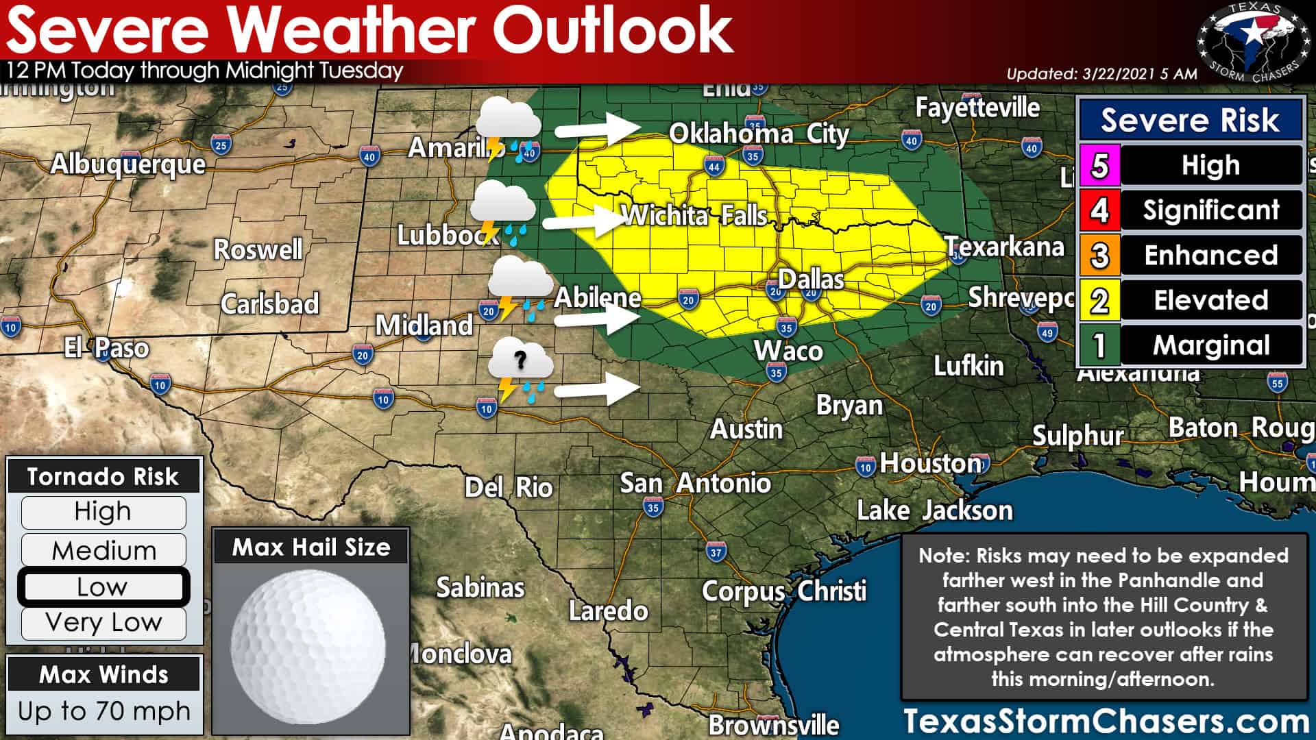Severe storms possible this afternoon & evening across Northern Texas