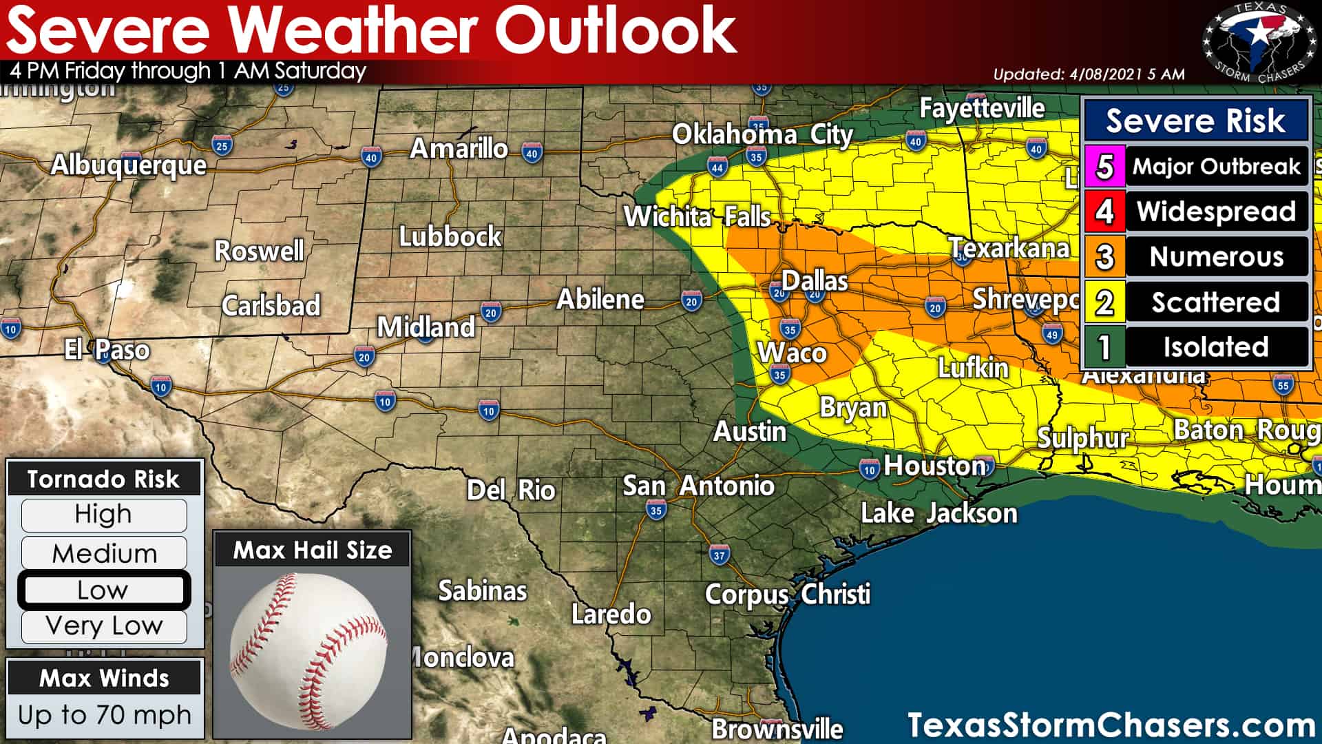 Severe storms tomorrow evening in North & East Texas