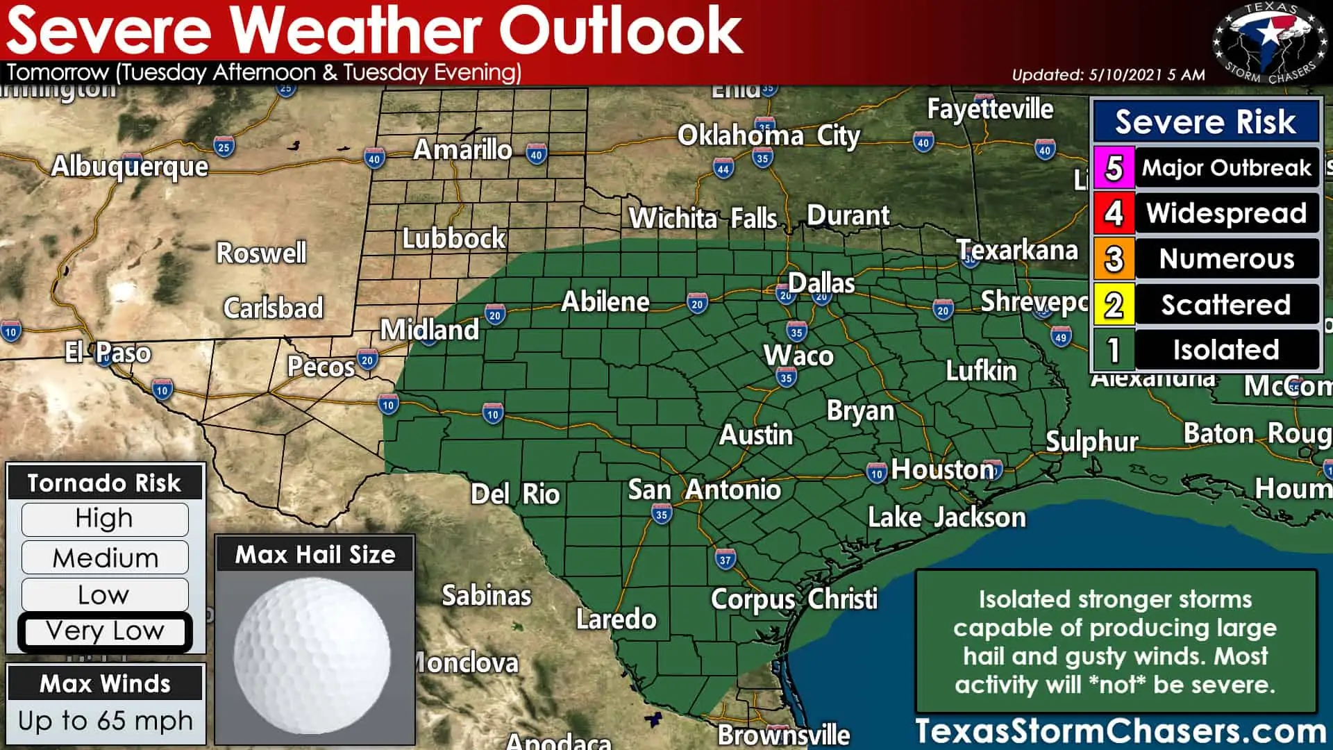 Tuesday's severe weather outlook from the Storm Prediction Center