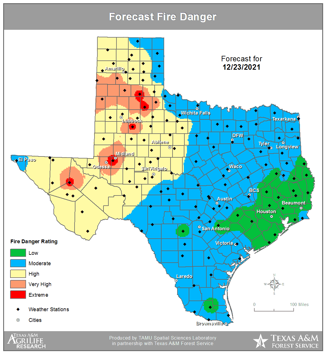 Texas: High Wildfire Danger & Record High Temperatures for Christmas Weekend