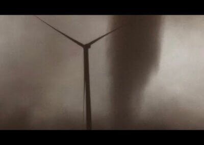 Dusty Texas Tornado Hits a Wind Farm