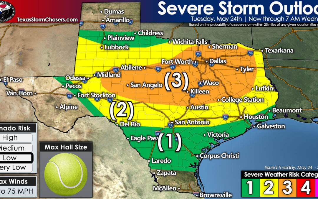 Line of storms will move southeast through Texas tonight