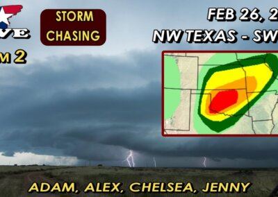 LIVE Chasing (CAM 2) – Tornado Watch TX Panhandle / Evening Derecho Risk (2/26/23)
