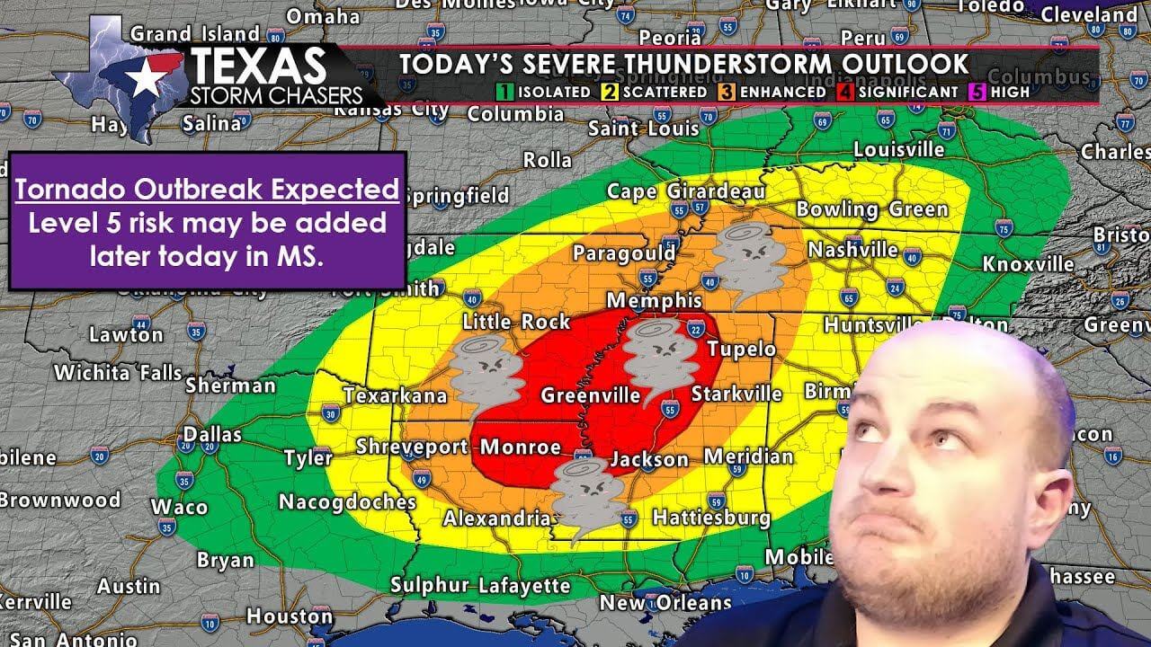 Tornado outbreak expected in the MidSouth Later Today