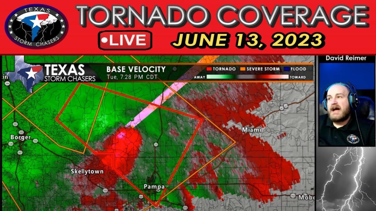 June 13, 2023 LIVE Texas Tornado Warning Coverage (Pampa Area)