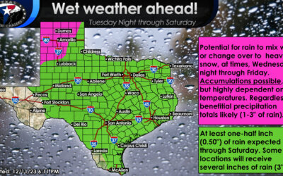 Wet weather for Texas beginning Wednesday through Saturday