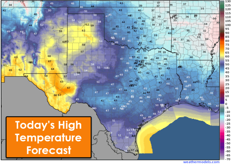 Today's high temperature forecast for Texas