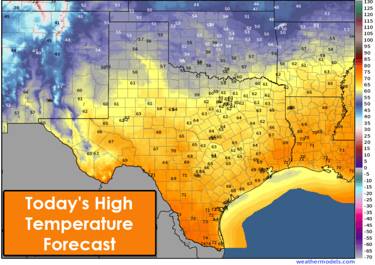 Today's Texas high-temperature forecast