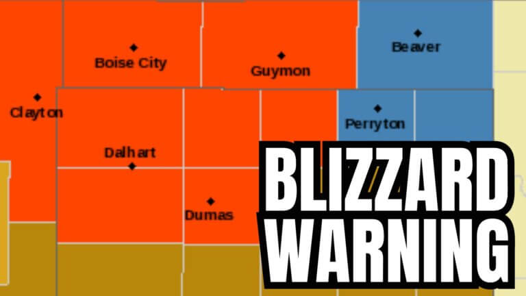 Blizzard warning across the northwestern Texas Panhandle on Monday.