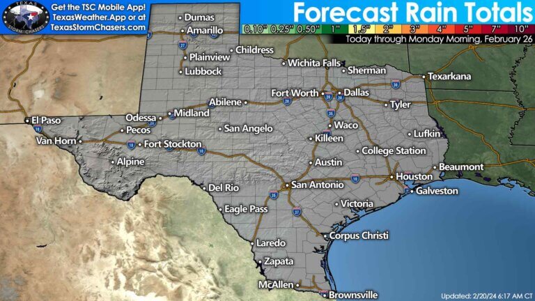 No rain is forecast across Texas through the weekend. 