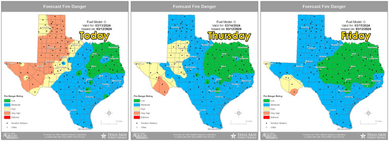 Very high to extreme wildfire conditions are set to engulf the Texas Panhandle, West Texas, Permian Basin, Big Bend, Trans-Pecos, Guadalupe, and Davis Mountains, extending into the Borderland in Far West Texas. To simplify, the entire western third of Texas is at risk. The risk will moderate some on Thursday and Friday, but continue in the Borderland, Trans-Pecos, and into the Big Bend.
