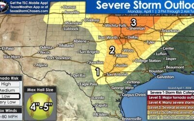 Monday’s Severe Storm Risk Upgraded for parts of Texas