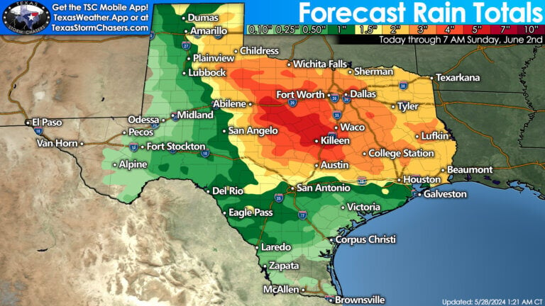 Several inches of rain are expected from the eastern Texas Panhandle, West Texas, and eastern Permian Basin east into the Ark-La-Tex, East Texas, and Southeast Texas through Saturday. Some locations may receive four to eight inches of rainfall. Flooding will be a threat.