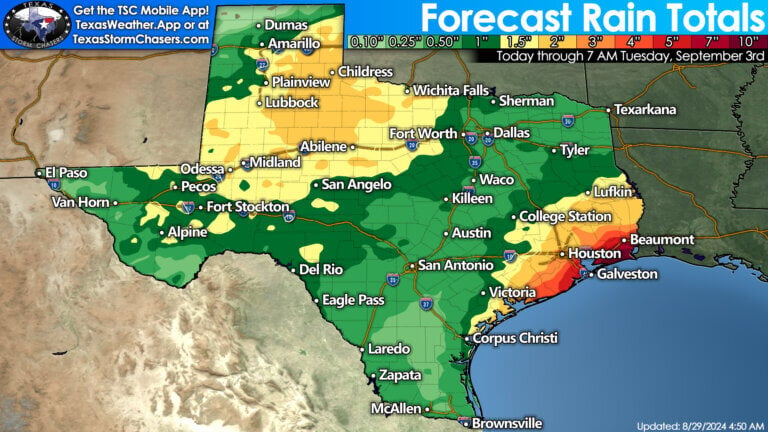 The expected amount of rain for the next five days in Texas offers hope for favorable rainfall for several regions.