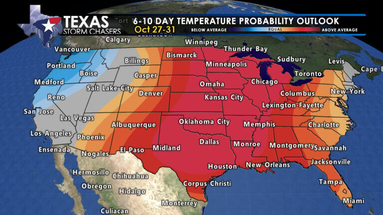 Above average temperatures are expected to continue across most of the United States, including Texas, into the final days of October.