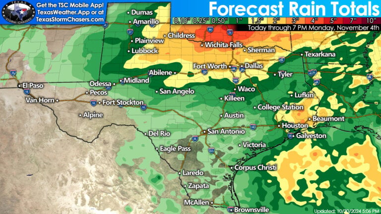 Several showers are expected across Texas through early next week. These rain events can help improve drought conditions locally.