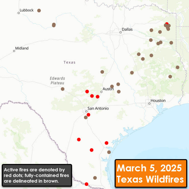 Update on Texas Wildfires; Critical Fire Risk Returns Tomorrow