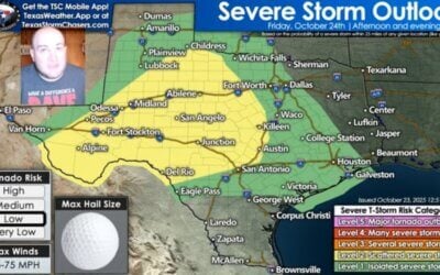 Severe Storms Tonight in Texas (Hail/Wind) | Flood Risk Fri–Sat | 10/23/25 PM Update